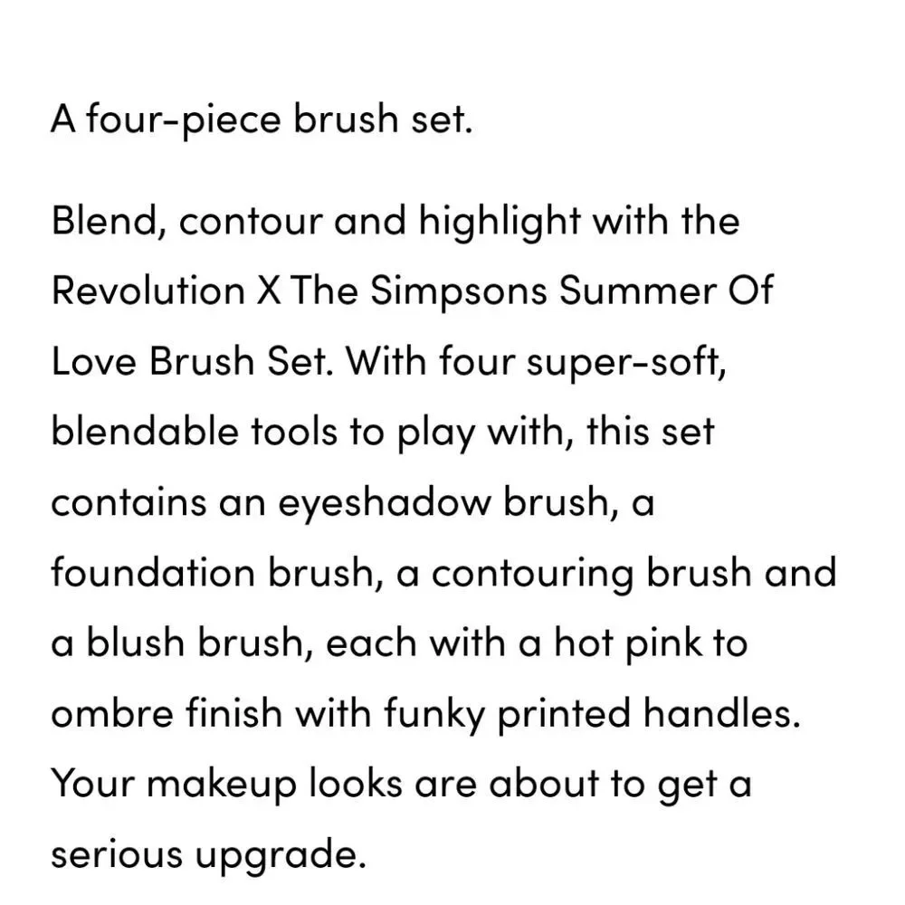 Revolution Beauty X The Simpsons Sunmer Of Love Brush‎ Set